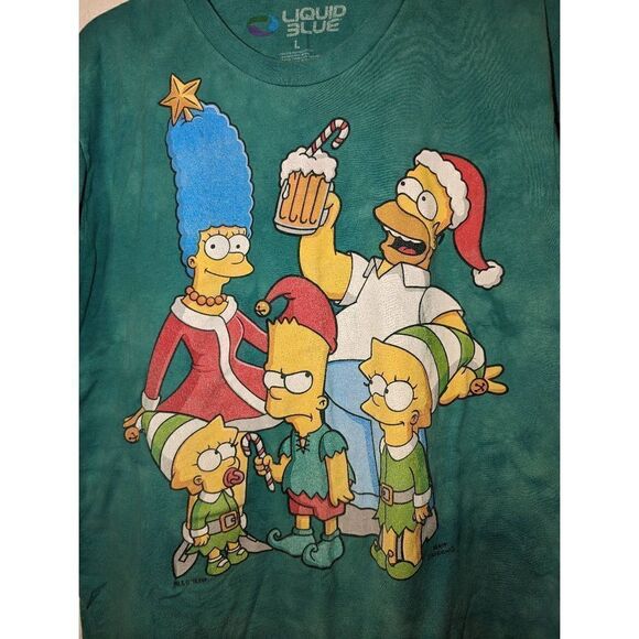 Liquid Blue Men's Tie-dye Simpsons, The Christmas Cheer T-Shirt Green Large - Picture 4 of 8